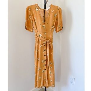 ASTR The Label Floral Button Short Slv Midi Dress